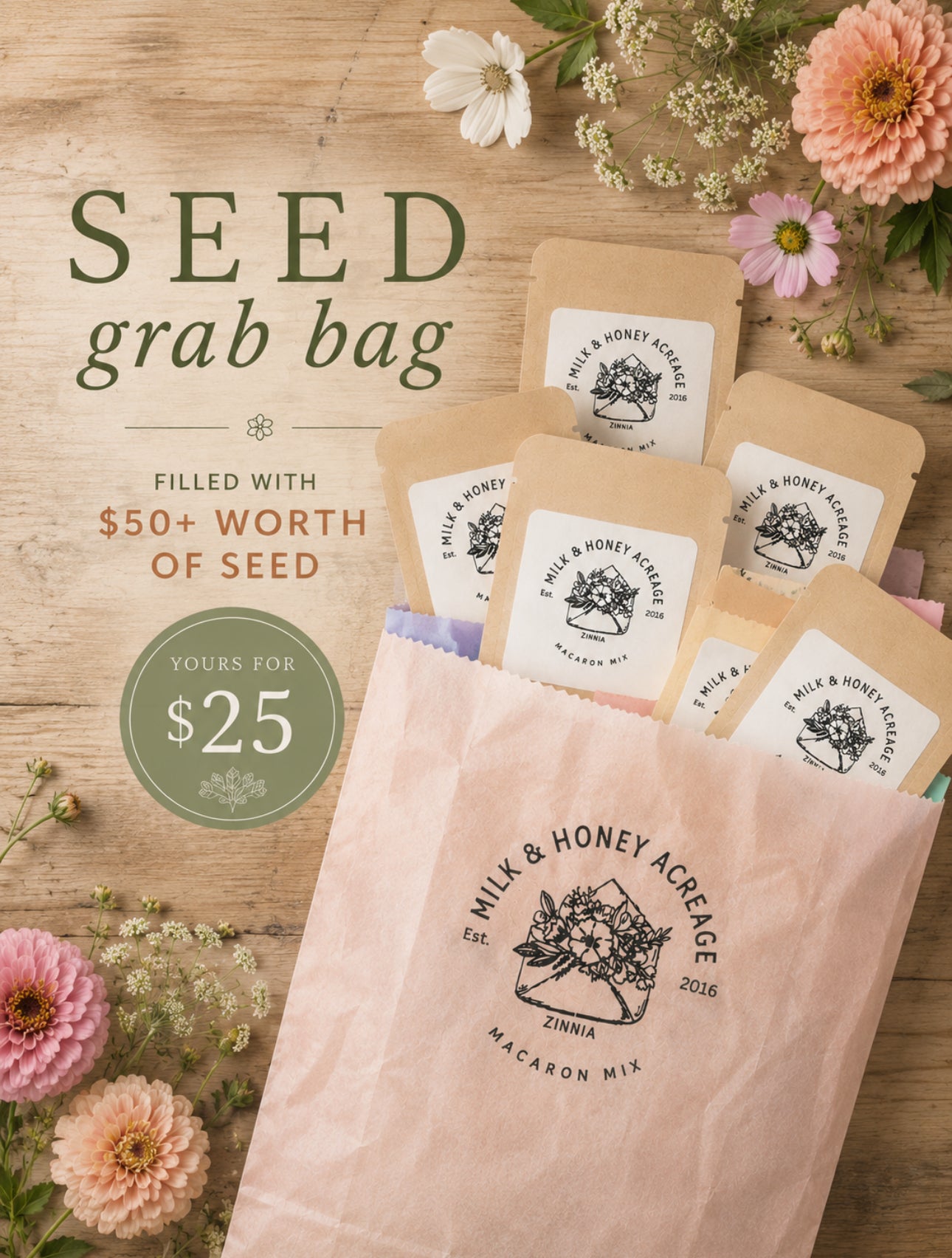 Seed Grab Bag! Zinnia Seeds & Cut Flowers