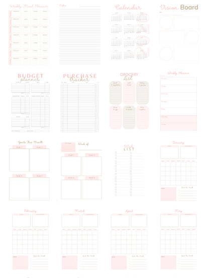 Dusty Rose Printable Planner Kit
