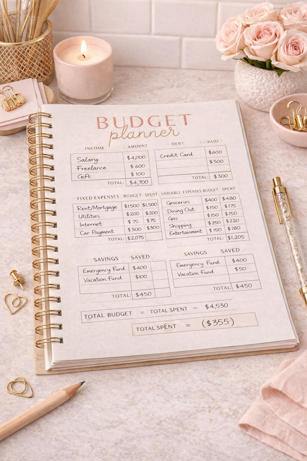 Dusty Rose Printable Planner Kit